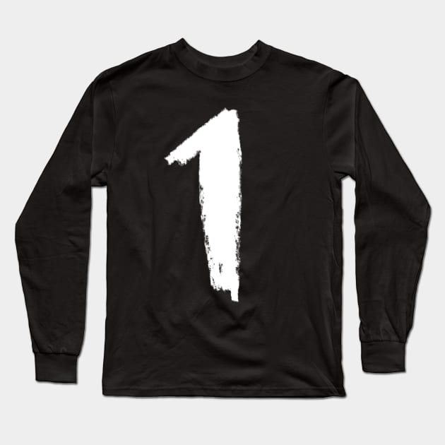 Handwritten Numeral: One, Number 1 Long Sleeve T-Shirt by badlydrawnbabe